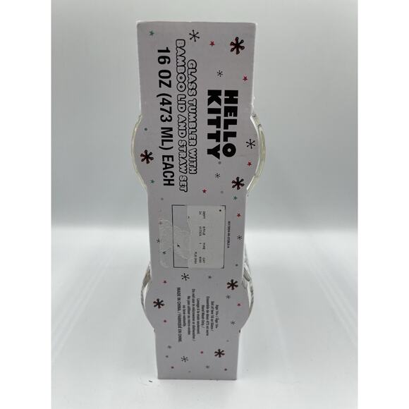 Sanrio Hello Kitty Christmas Gingerbread Glass Tumbler W/ Straw 16oz Set of 2 - Picture 8 of 8